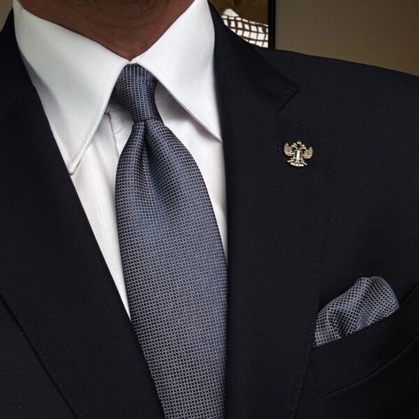 French Navy Tie - 8 cm - With Pocket Square