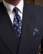 Twilight Navy Tie - 8 cm - With Pocket Square - Image 3