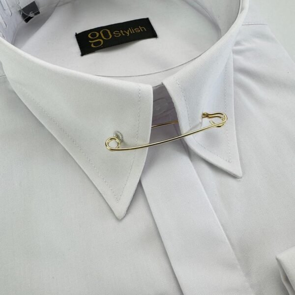 White Shirt With ''Royal Collar Pin - Gold''