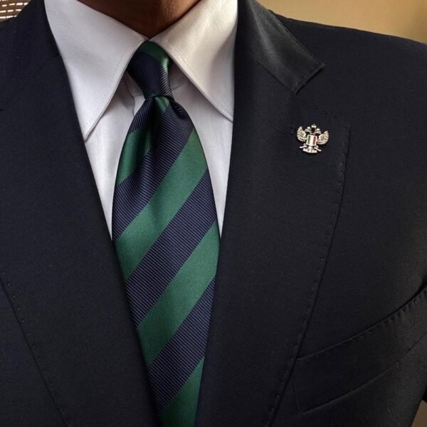 Green & Navy Blue Strips Tie - 8 cm