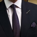 Blue & Orange Squares Tie - 7 cm - With Pocket Square