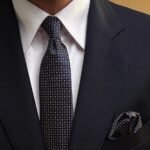 Navy Weave Tie - 7 cm - With Pocket Square