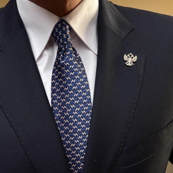 Blue H Tie - 8 cm