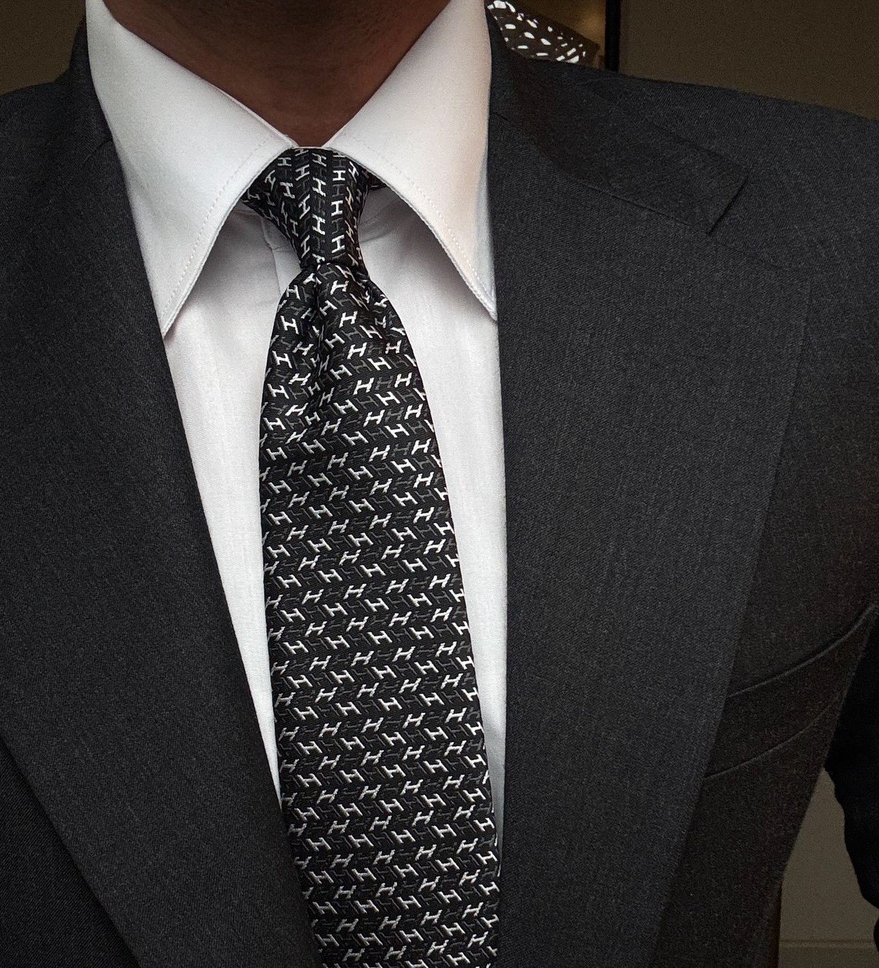 69-1.jpeg Black H Tie - 8 cm - Image 1