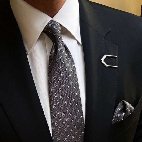 Gray Drops Tie - 8 cm - With Pocket Square