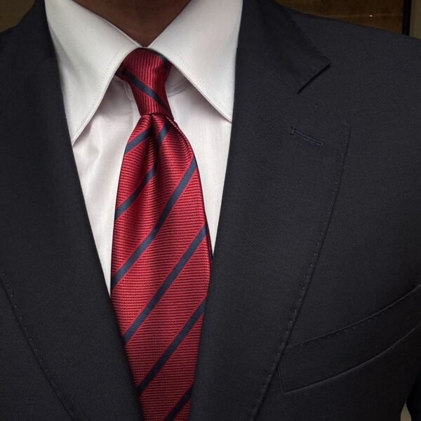 Red with Blue Strips Tie - 8 cm
