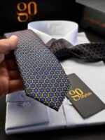 Blue & Yellow Circles Tie - 7 cm - Image 3