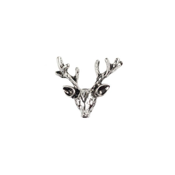 Stag Deer Head Lapel Pin - Silver