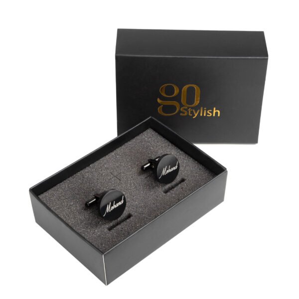 Cufflinks (Round) – Black – Laser Engraving