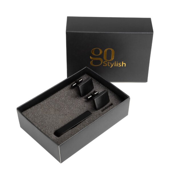 Tie Bar + Cufflinks – Black