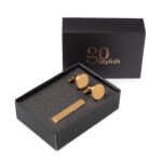 Tie Bar + Cufflinks (Round) - Gold