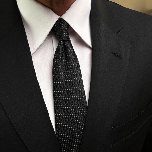 Black with White Dots Tie – 7 cm
