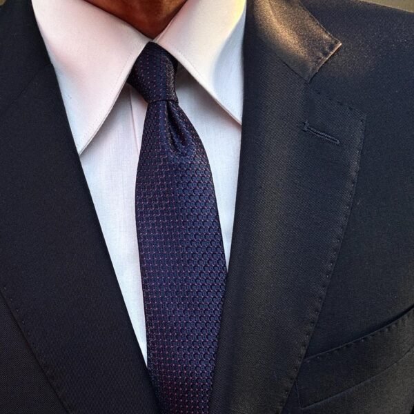 Navy Blue with Red Dots Tie - 7 cm