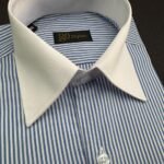 White Blue Striped Business Shirt With MDC
