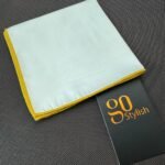 Pocket Square - White with Yellow Line