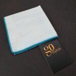 Pocket Square - White with Light Blue Line