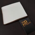 Pocket Square - White with Brown Line
