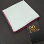 Pocket Square - White with Mauve Line