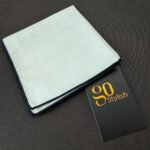 Pocket Square - White with Dark Blue Line