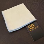 Pocket Square - White with Sky Blue Line