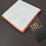 Pocket Square - White with Orange Line