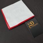 Pocket Square - White with Red Line