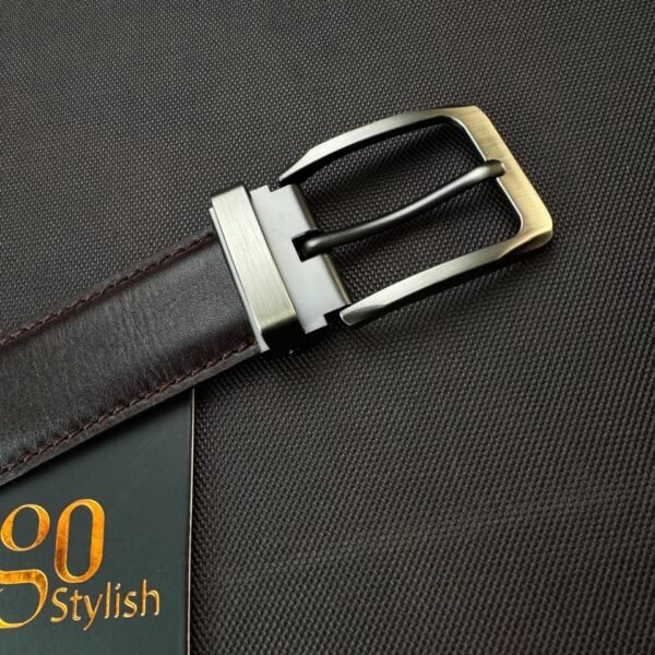 Brown Leather Belt - Black Gun Buckle