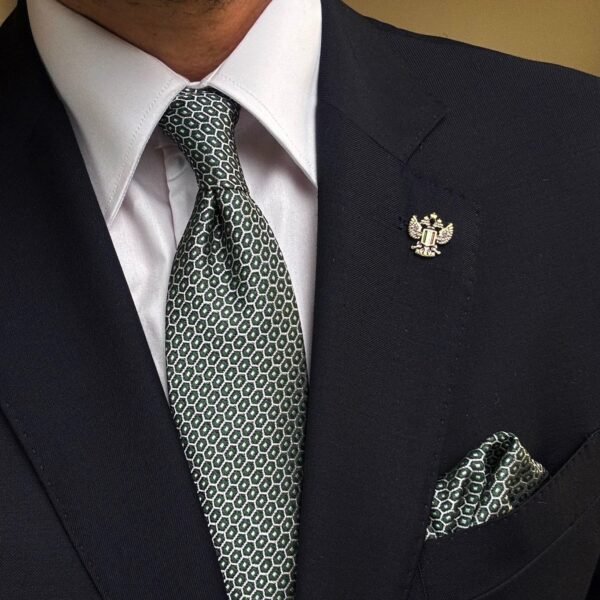 Green Cells Tie - 8 cm - With Pocket Square