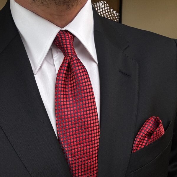 Red Precision Tie - 8 cm - With Pocket Square