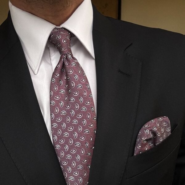 Brick Burgundy Tie - 8 cm - With Pocket Square