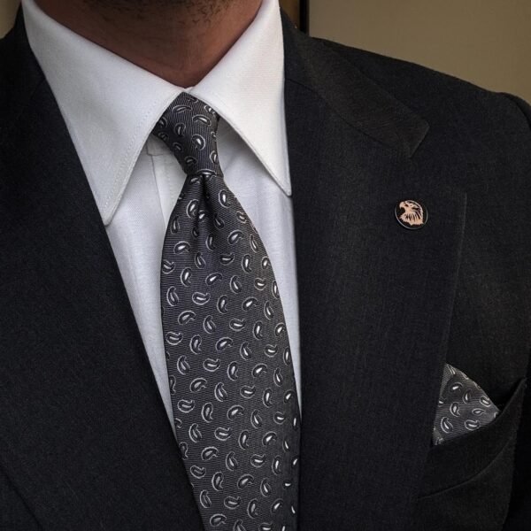 Gray Drops Tie - 8 cm - With Pocket Square