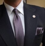 Gray with Burgundy Dots Tie - 7 cm - With Pocket Square