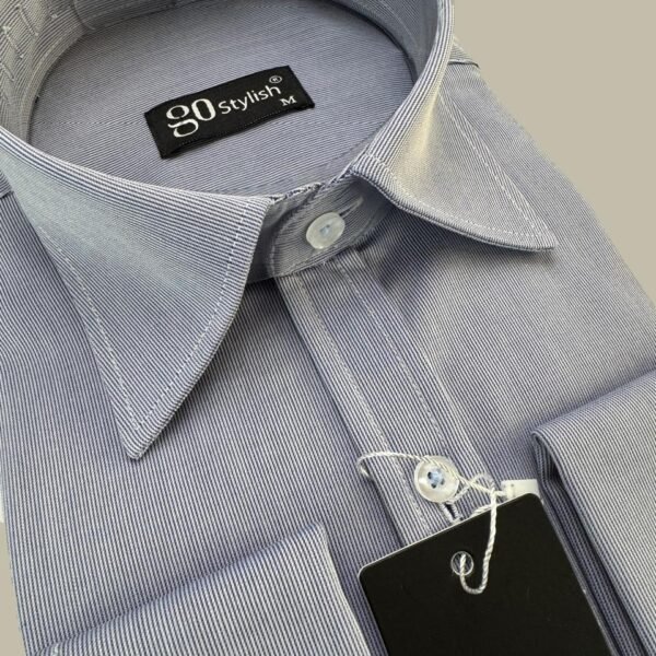 Blue Striped Business Shirt With MDC ''French Cuffs''