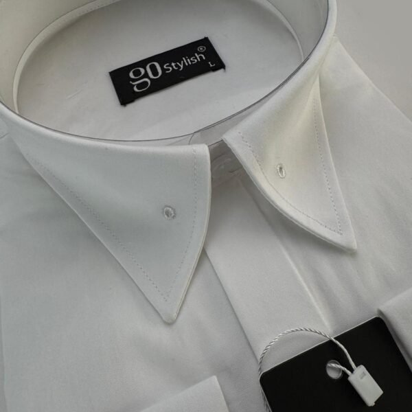 White Shirt Without Collar Pin