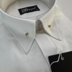 White Oxford Shirt With Collar Pin
