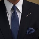 Navy Precision Tie - 7 cm - With Pocket Square