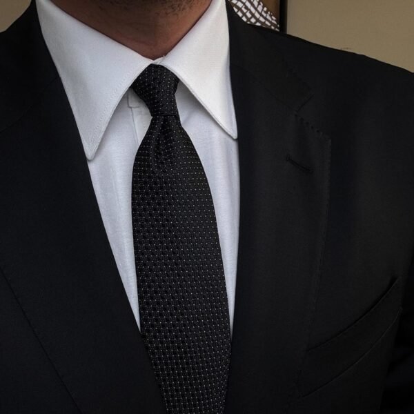 Black with White Dots Tie – 7 cm