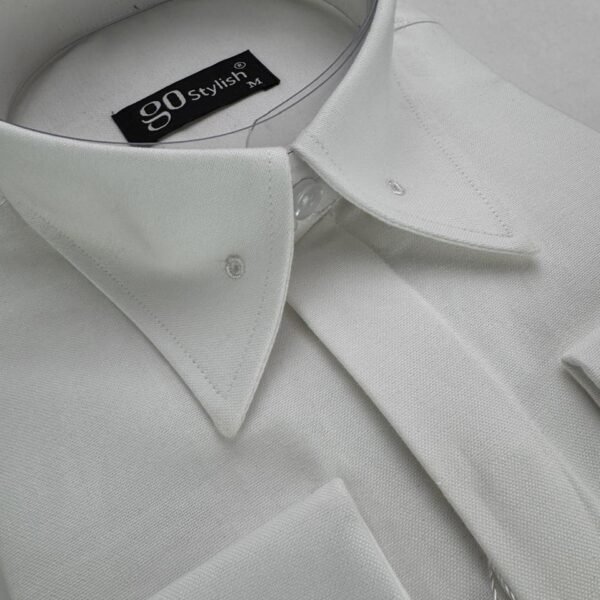 White Oxford Shirt Without Collar Pin