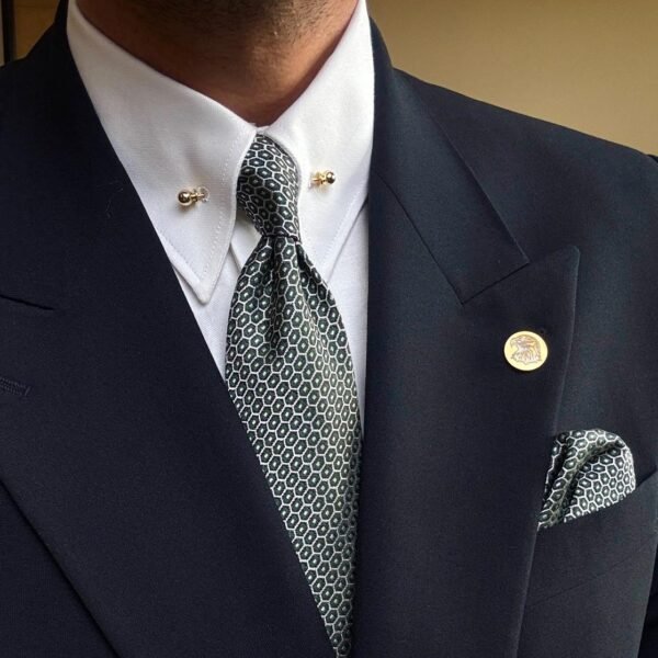 Green Cells Tie - 8 cm - With Pocket Square