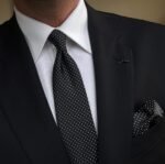 Black with White Dots Tie - 7 cm - With Pocket Square