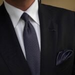 Dark Blue with White Dots Tie - 7 cm - With Pocket Square