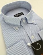 White & Blue Striped Shirt With MDC ''French Cuffs''
