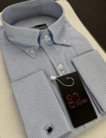White & Blue Striped Shirt With MDC ''French Cuffs'' - Image 2