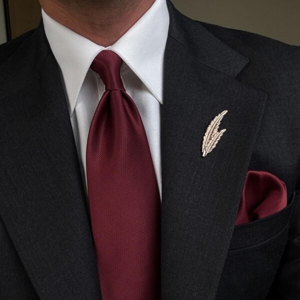 Plain Burgundy Tie - 8 cm - With Pocket Square