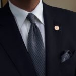 Blue with Yellow Lines Tie - 8 cm - With Pocket Square