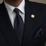 Dark Blue with White Dots Tie - 8 cm - With Pocket Square