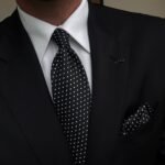 Black with White Dots Tie - 8 cm - With Pocket Square