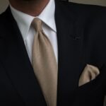 Beige Plain Tie - 8 cm - With Pocket Square