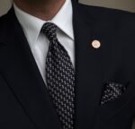 Blue & Gold Tie - 8 cm - With Pocket Square