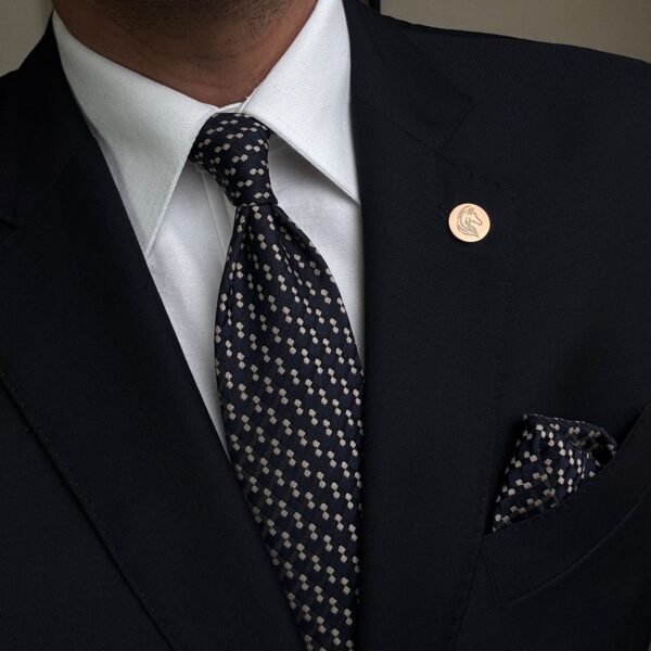 Blue & Gold Tie - 8 cm - With Pocket Square